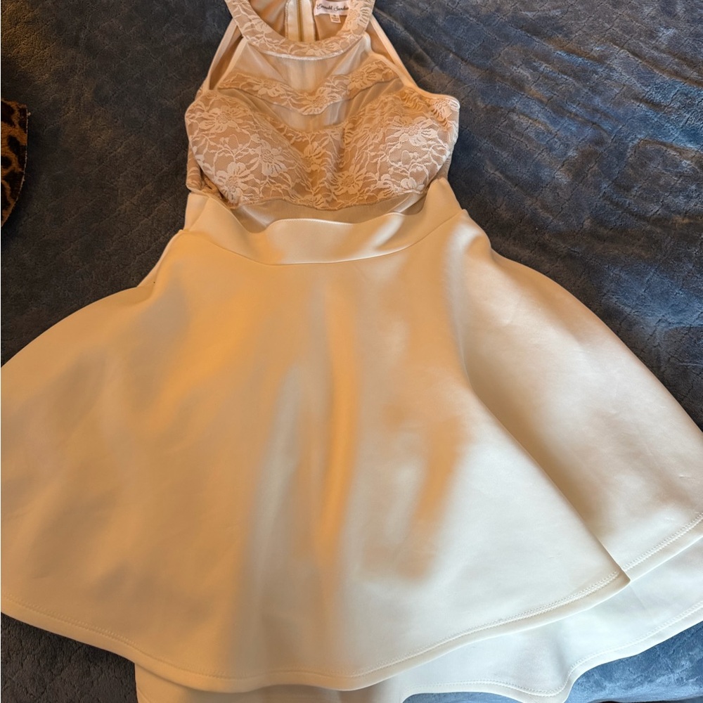 Emerald Sundae Cream Lace Fit-and-Flare Dress